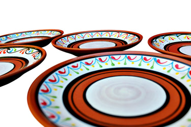 Terracotta White Salad Plates, Set of 5 - Hand Painted From Spain